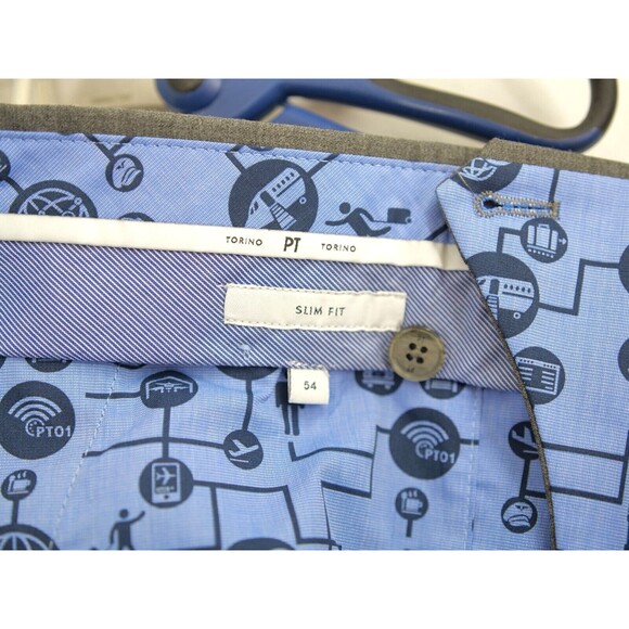 PT Torino Slim Fit Leg Pants Gray Men EU54 US 38 Trousers‎ Techno Washable Wool - Picture 9 of 11